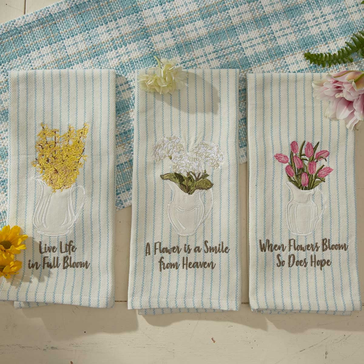 Park Designs Tulip Applique Embroidery Dishtowel - Set of 6