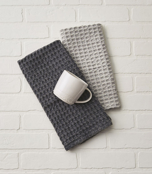 Park Designs Waffle Weave Towel Sterling - Set of 2