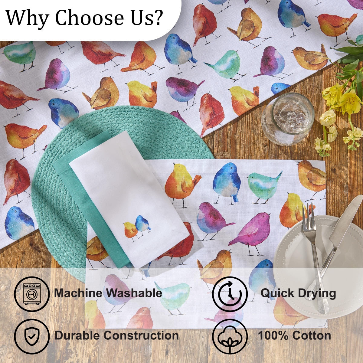 Park Designs Watercolor Birds Napkin - Set of 12