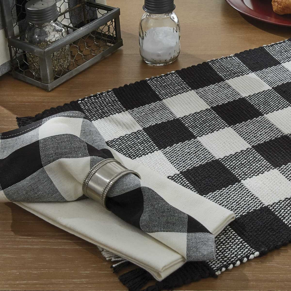 Park Designs Wicklow Check Napkin - Black & Cream - Set of 4