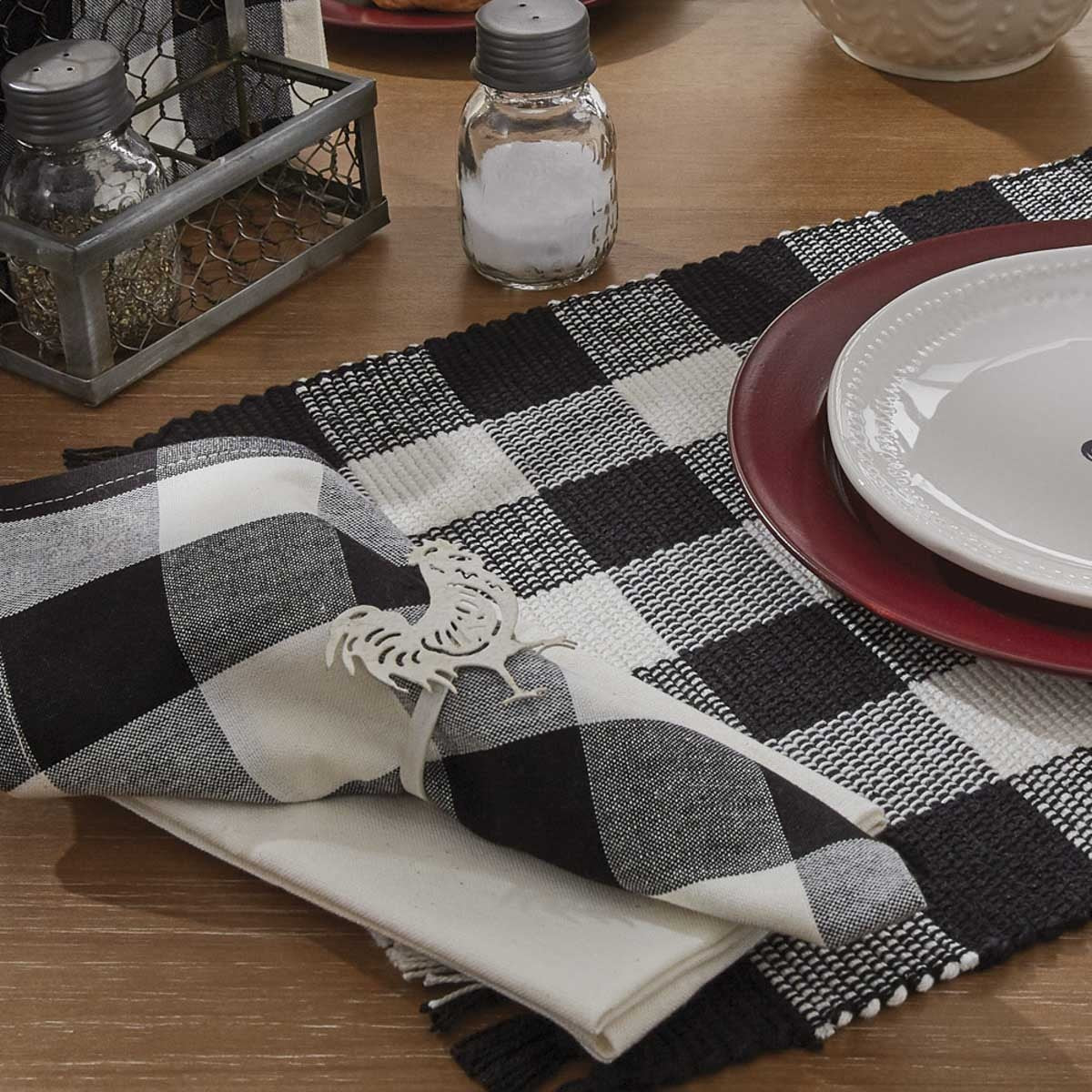 Park Designs Wicklow Check Napkin - Black & Cream - Set of 4