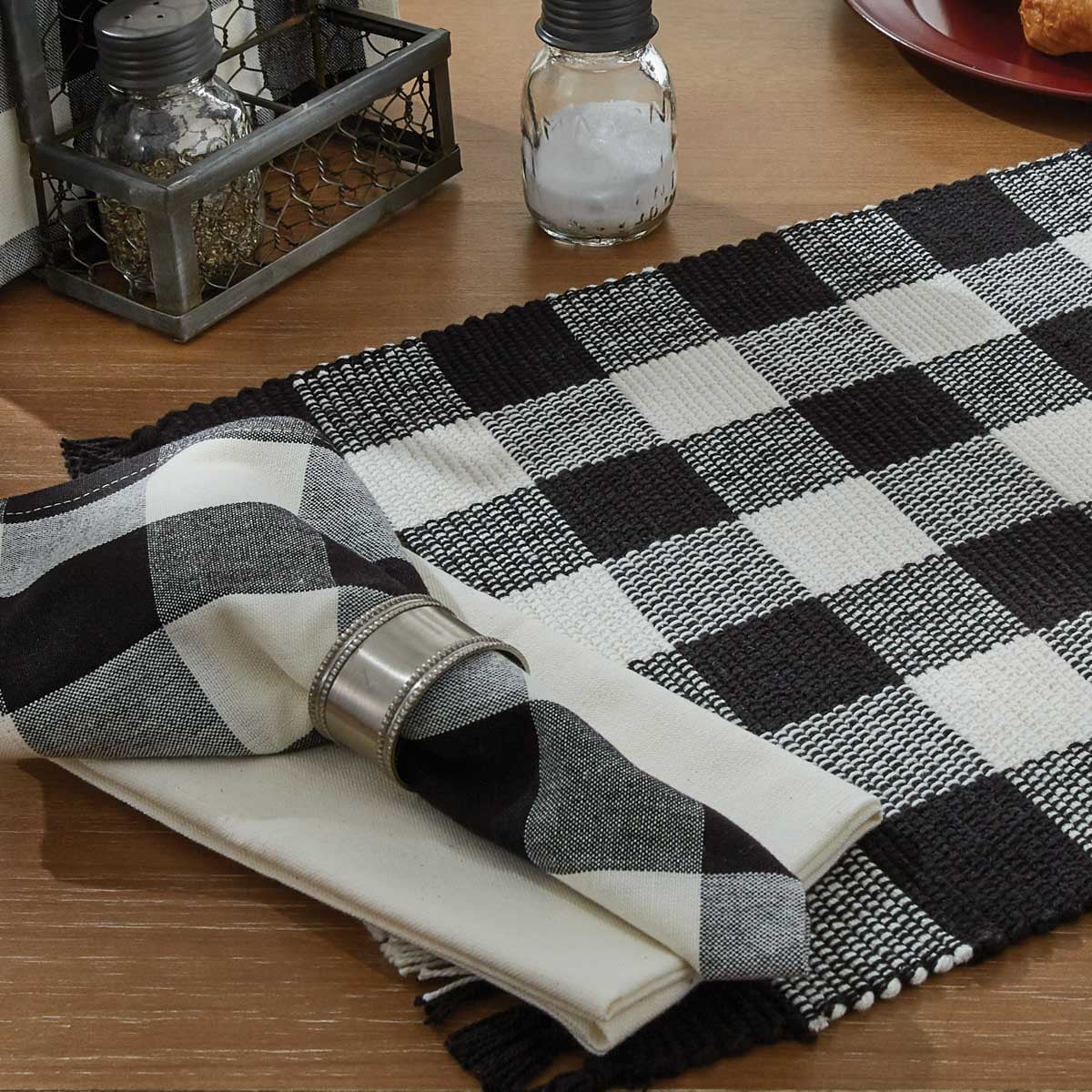 Park Designs Wicklow Check Napkin - Black & Cream - Set of 4