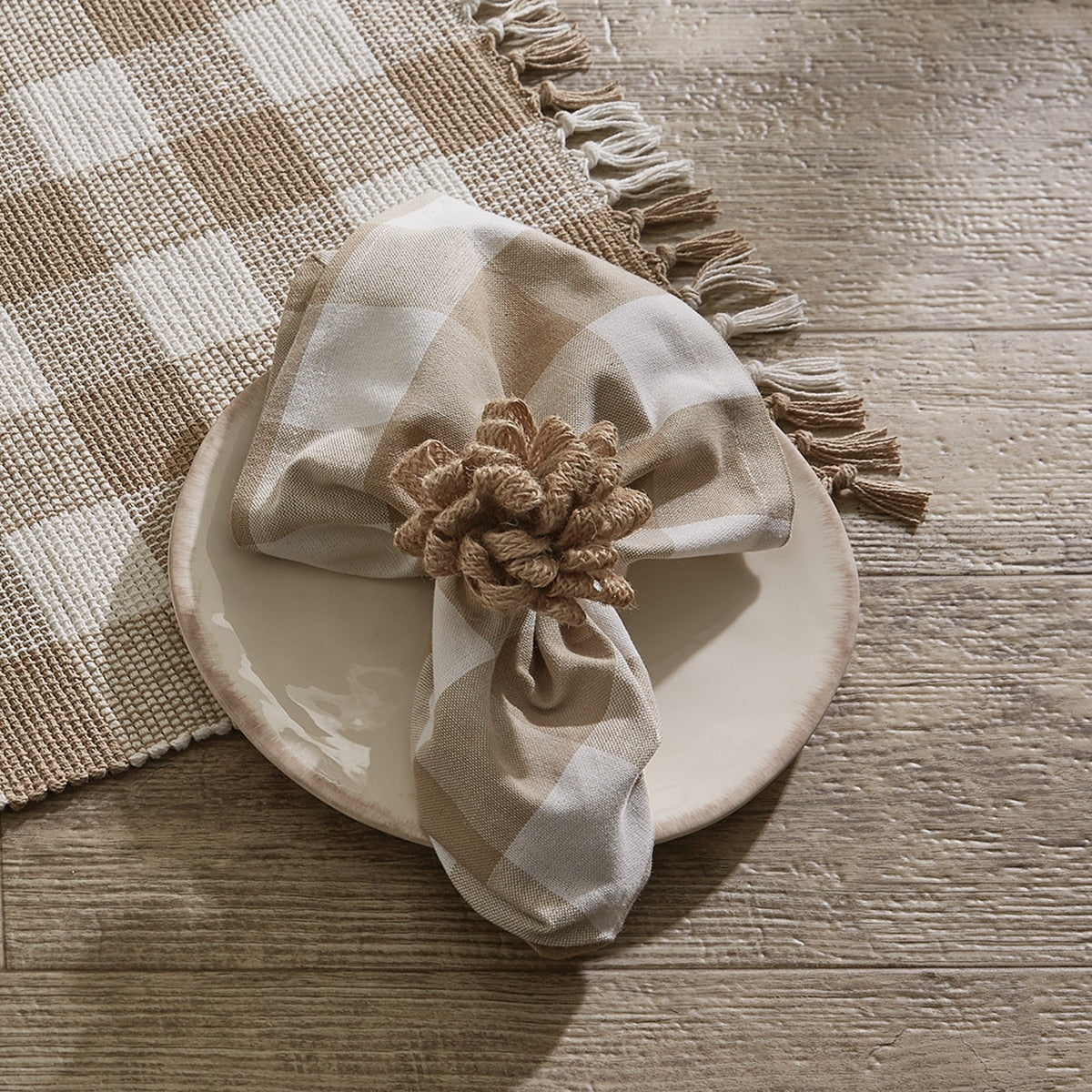 Park Designs Wicklow Check Napkin - Natural - Set of 12