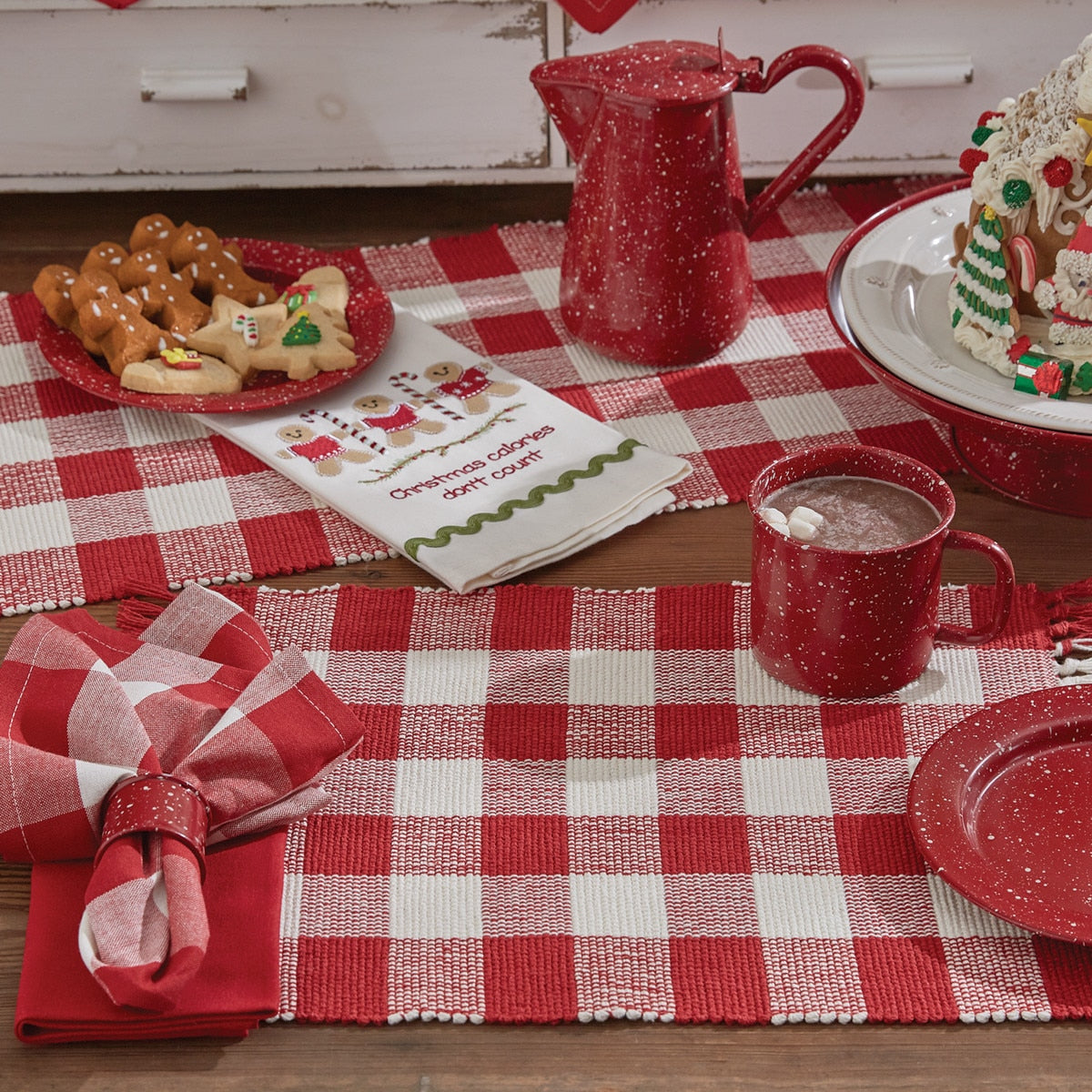 Park Designs Wicklow Check Placemat Red & Cream - Set of 4