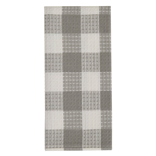 Park Designs Wicklow Check Waffle Dishtowel Dove - Set of 12