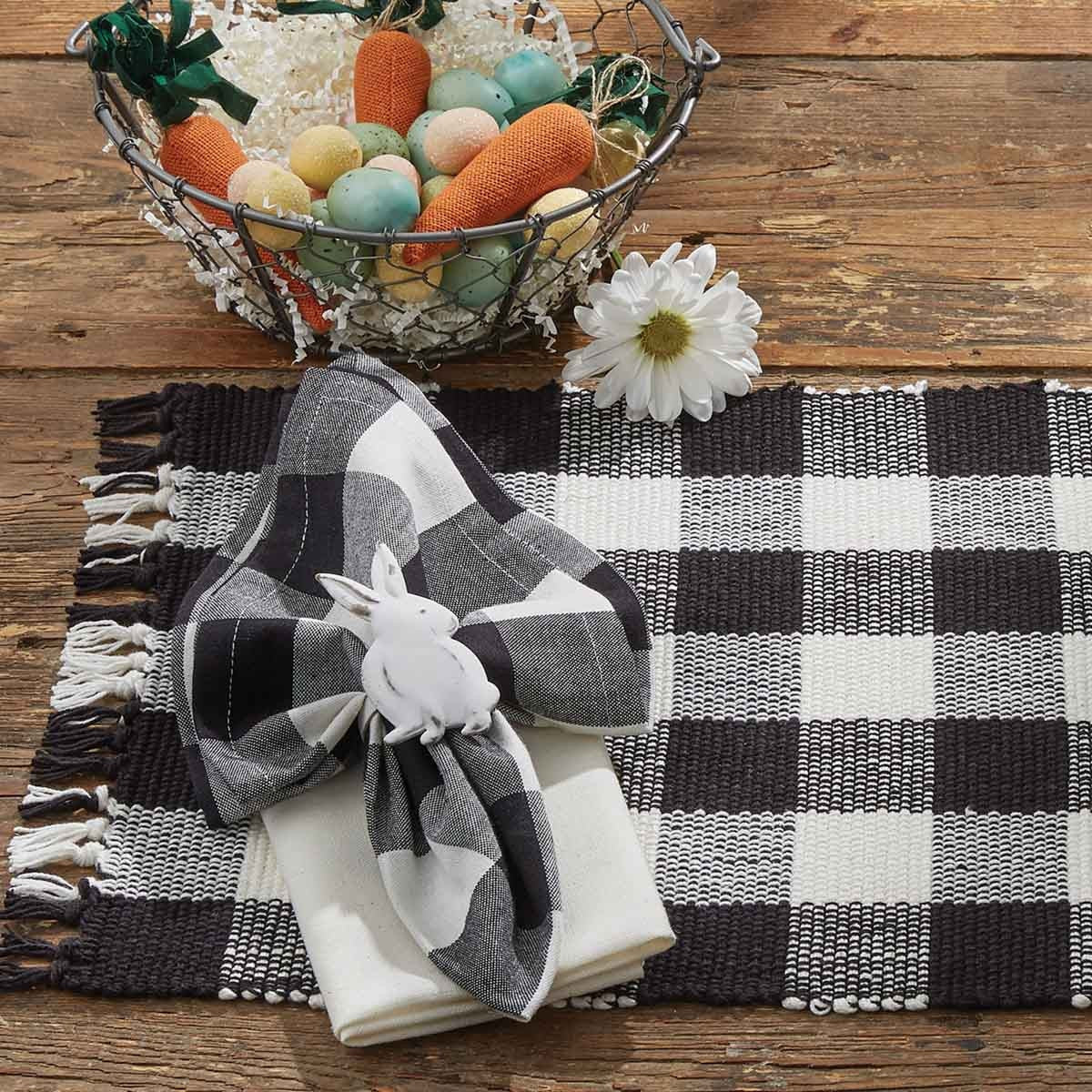 Park Designs Wicklow Check Yarn Placemat Black & Cream - Set of 4