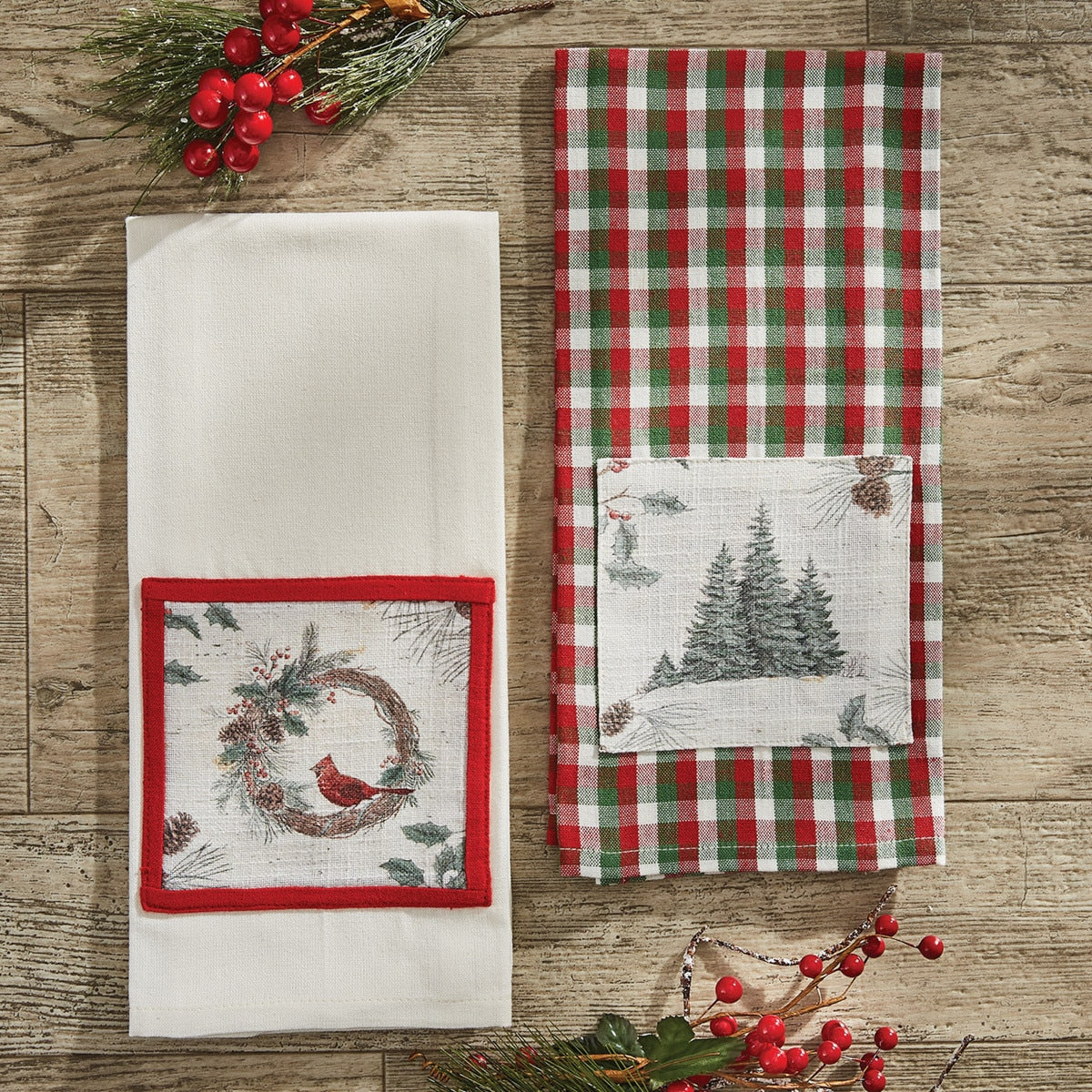 Park Designs Wild And Beautiful Holiday Tree Patch Dishtowel - Set of 2