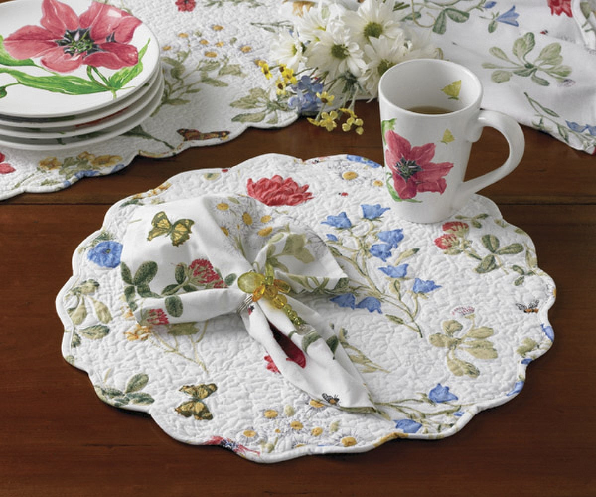 Park Designs Wildflower Scalloped Round Placemat - Set of 6