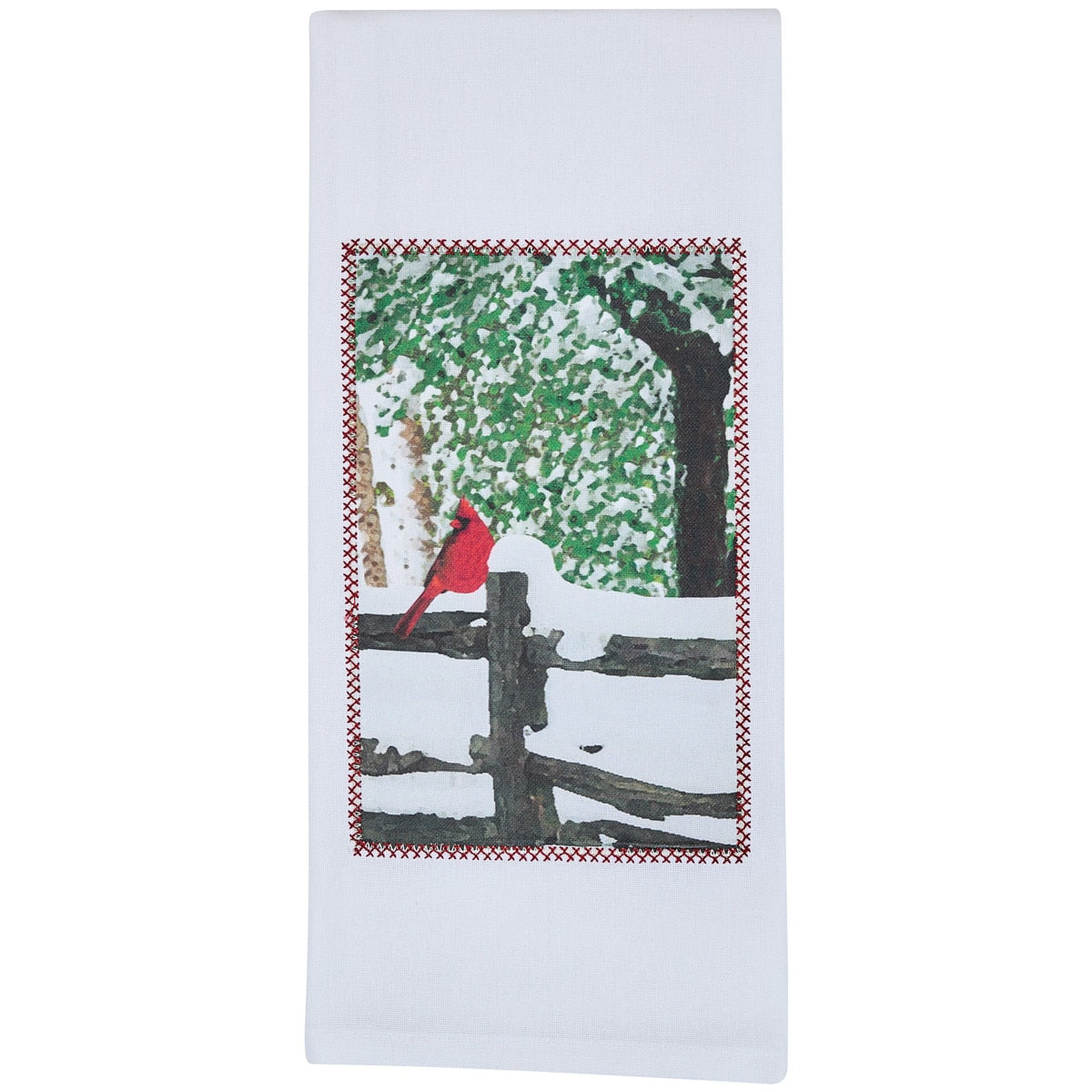 Park Designs Williamsburg Bird On Fence Patch Dishtowel - Set of 6