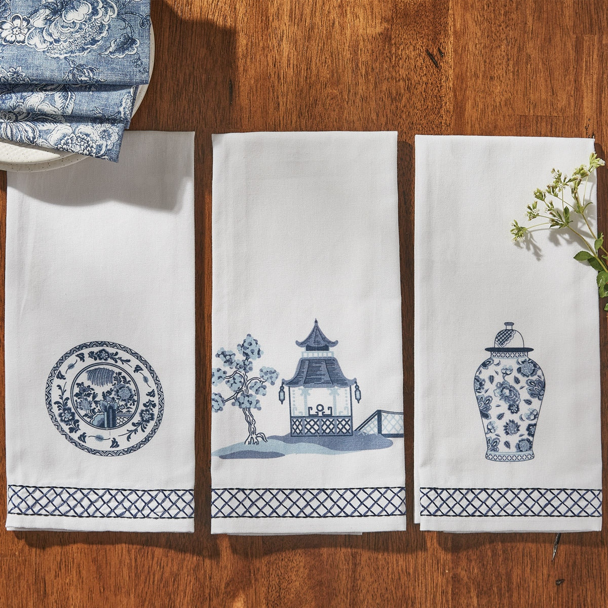 Park Designs Williamsburg Chinois Pagoda Dishtowel - Set of 2