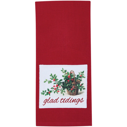 Park Designs Williamsburg Glad Tidings Holly Basket Dishtowel - Set of 6