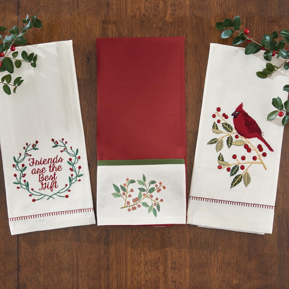 Park Designs Williamsburg Holly Cardinal Emb Dt - Set of 2