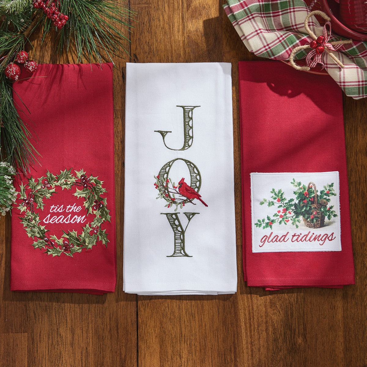 Park Designs Williamsburg Joy With Cardinal Dishtowel - Set of 6