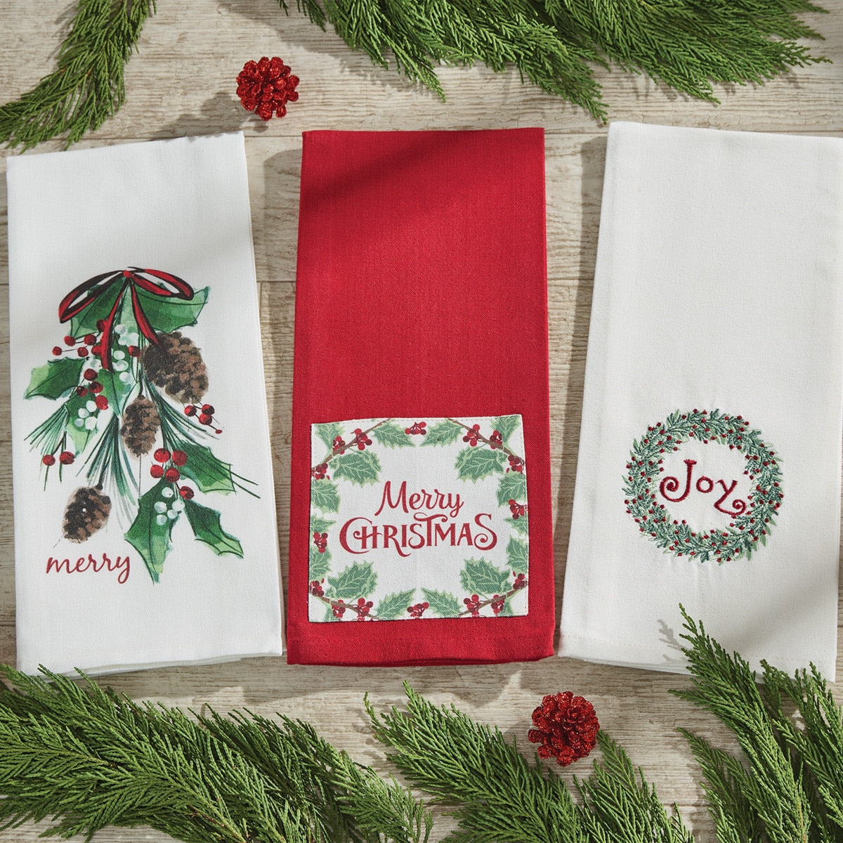 Park Designs Williamsburg Merry Swag Dishtowel - Set of 6