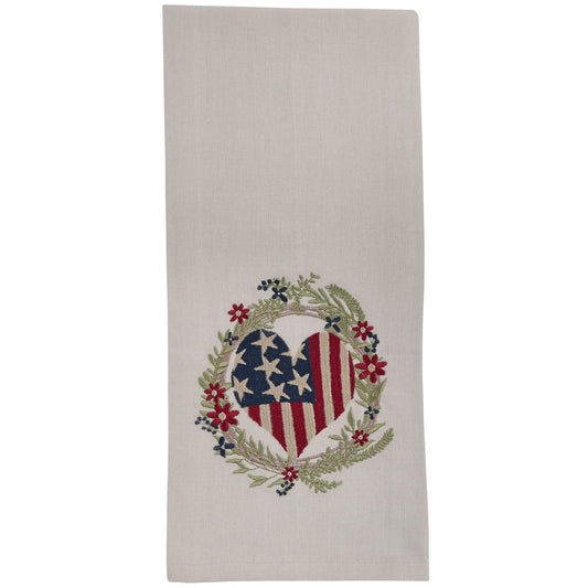 Park Designs Wreath With Flag Heart Dishtowel - Set of 6
