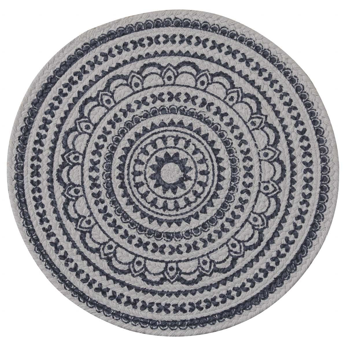 Park Designs Zuri Medallion Printed Round Placemat Navy - Set of 4
