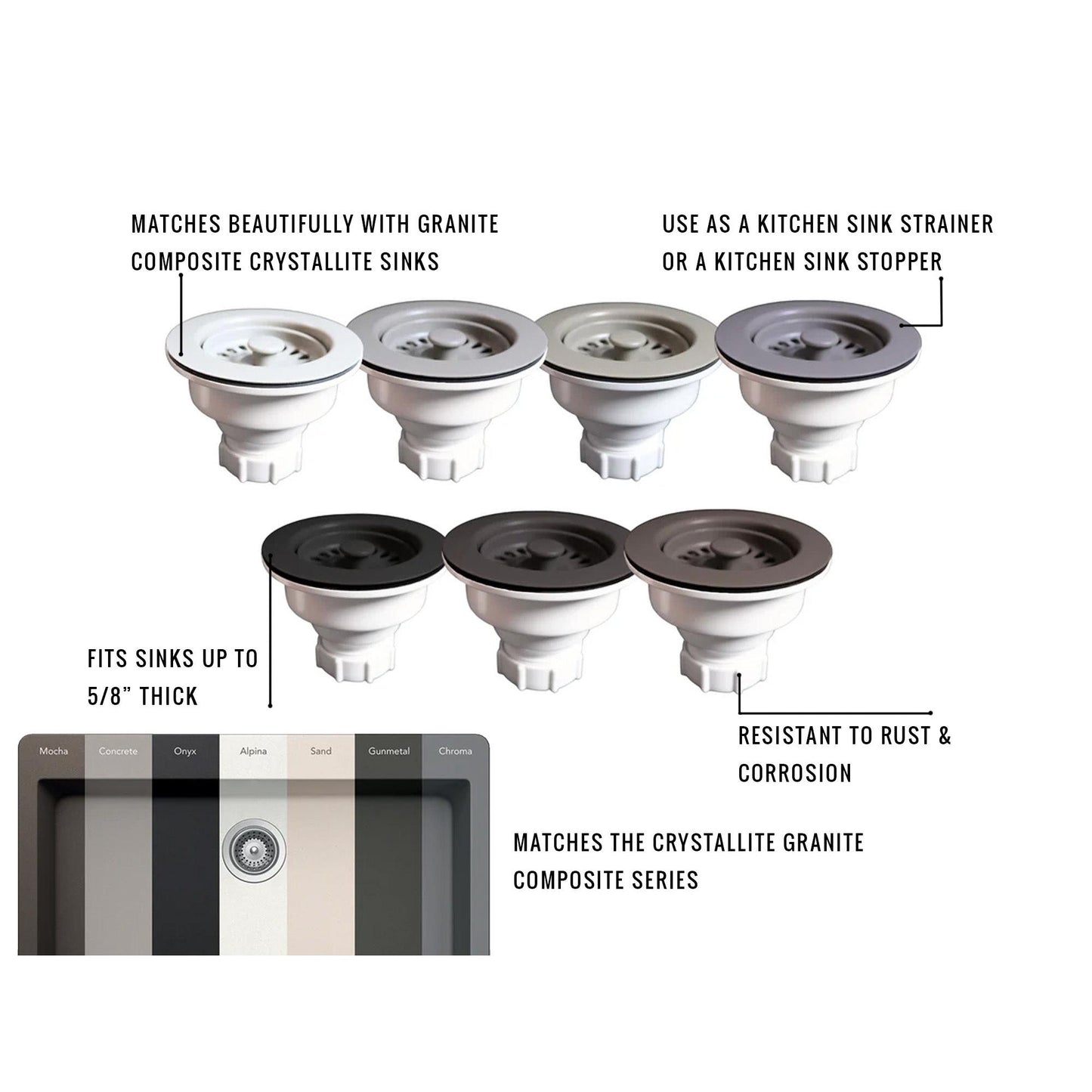 Pelican International Chroma Finish Matching Strainer for Crystallite Series Sink