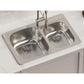 Pelican International Signature Series 33" x 22" Stainless Steel Double Bowl One Faucet Hole, Top Mount Kitchen Sink