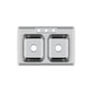 Pelican International Signature Series 33" x 22" Stainless Steel Double Bowl Top Mount Kitchen Sink With 3 Faucet Holes