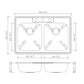 Pelican International Signature Series 33" x 22" Stainless Steel Double Bowl Top Mount Kitchen Sink With Three Faucet Holes (ADA Compliant)
