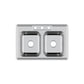 Pelican International Signature Series 33" x 22" Stainless Steel Double Bowl Top Mount Kitchen Sink With Three Faucet Holes
