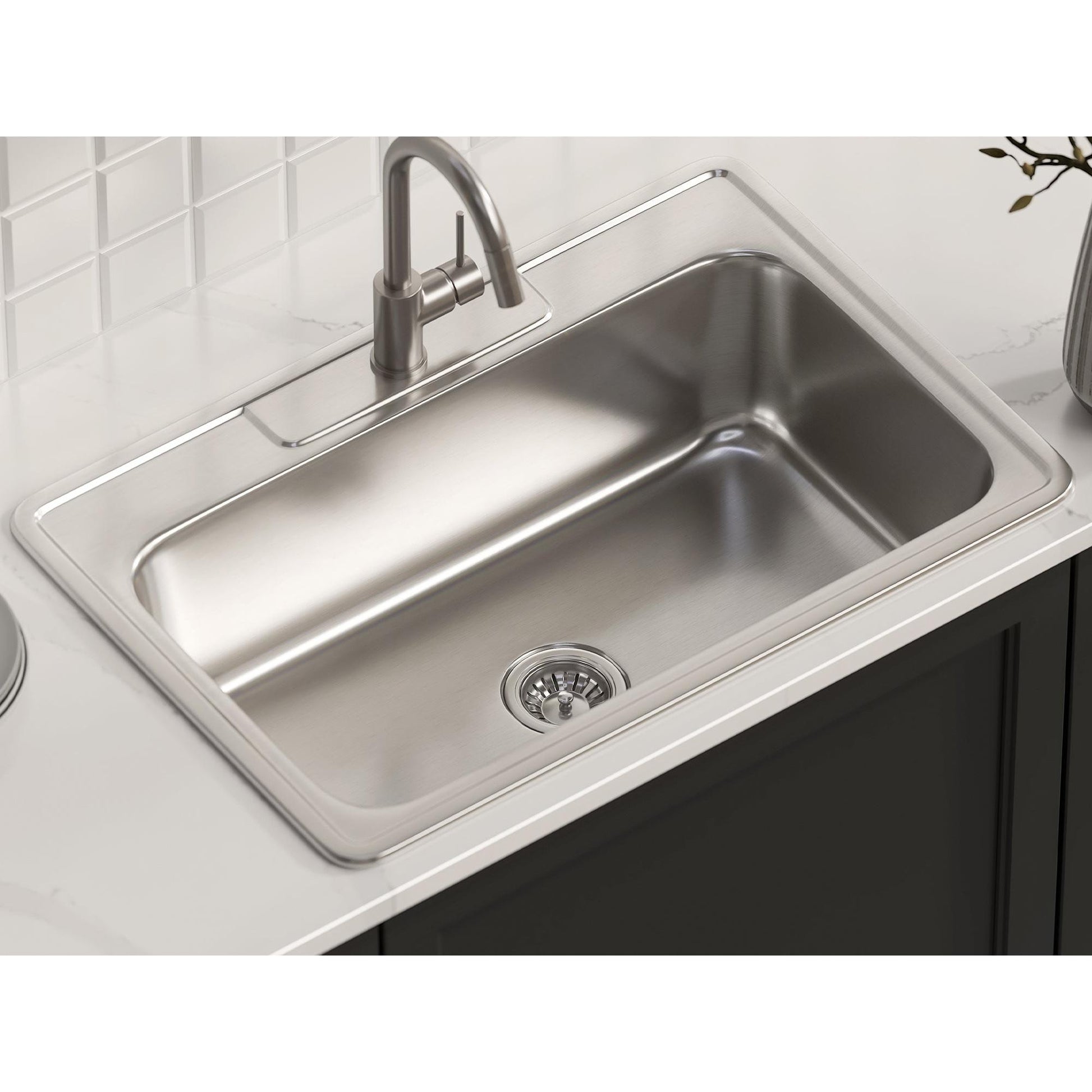 Pelican International Signature Series 33" x 22" Stainless Steel Single Bowl One Faucet Hole, Top Mount Kitchen Sink