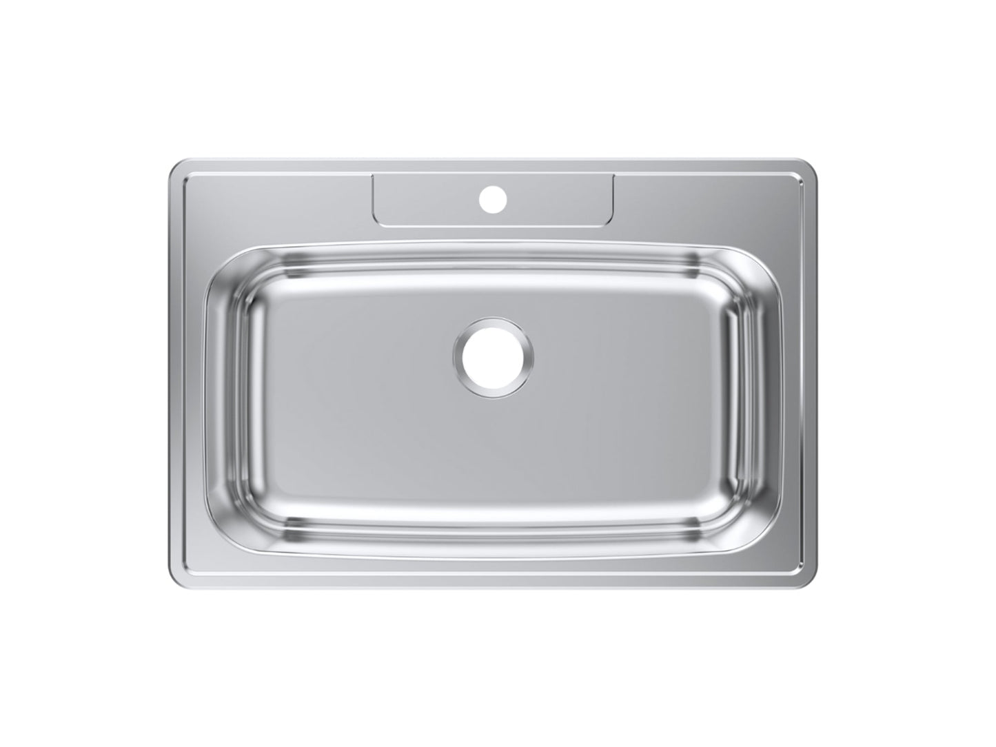 Pelican International Signature Series 33" x 22" Stainless Steel Single Bowl One Faucet Hole, Top Mount Kitchen Sink (ADA Compliant)