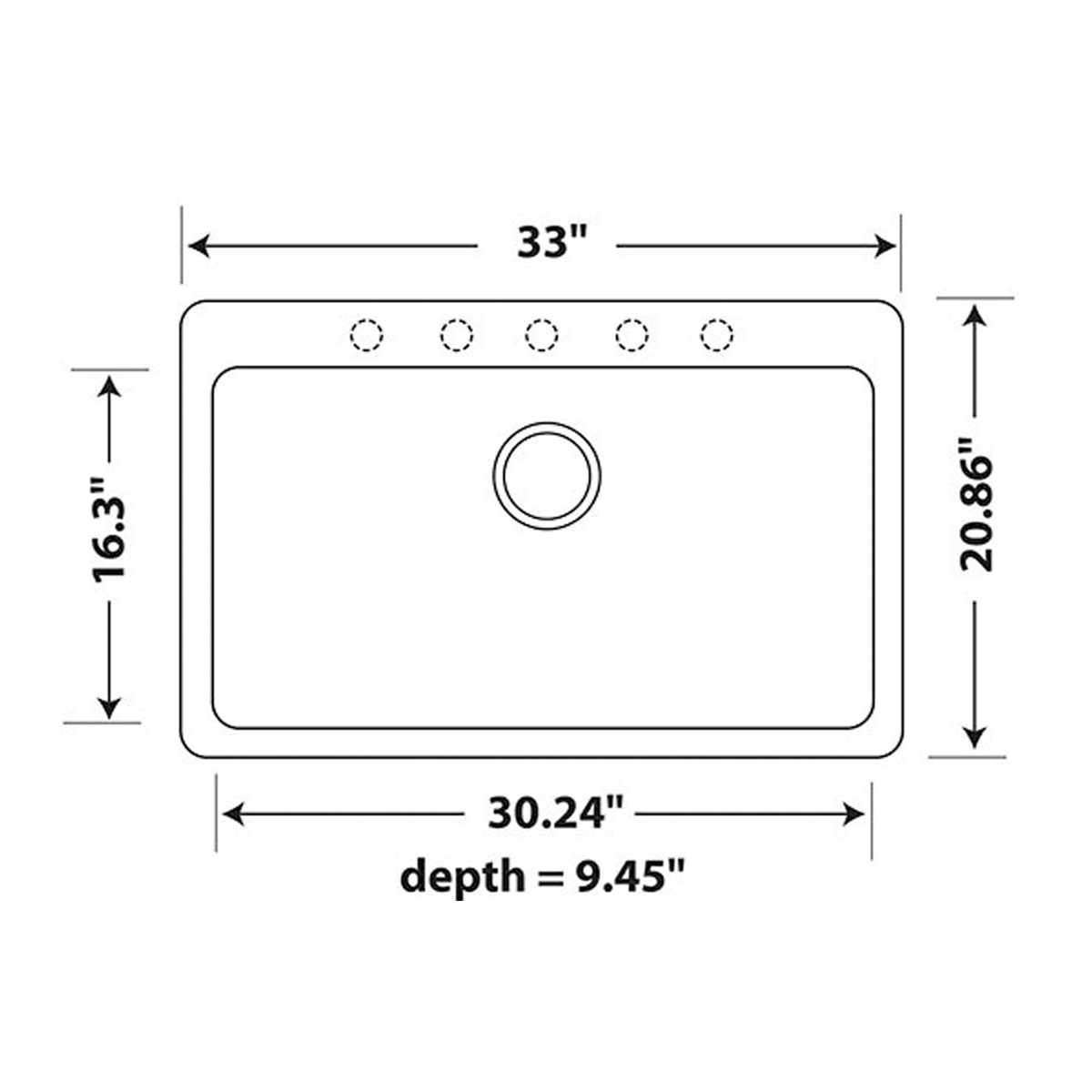 Pelican Int'l Crystallite Series PL-100 Sink 33" x 20 7/8" Chroma Granite Composite Topmount/ Undermount Kitchen