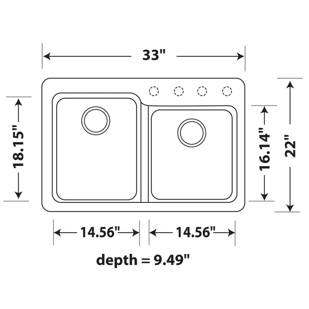 Pelican Int'l Crystallite Series PL-175 33" x 22" Alpina Granite Composite Topmount/ Undermount Kitchen Sink