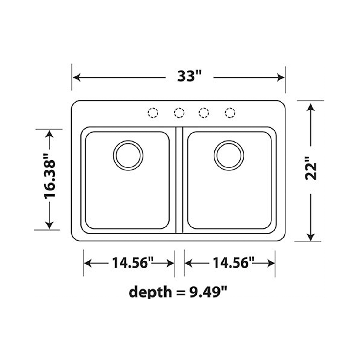 Pelican Int'l Crystallite Series PL-200 33" x 22" Chroma Granite Composite Topmount/ Undermount Kitchen Sink