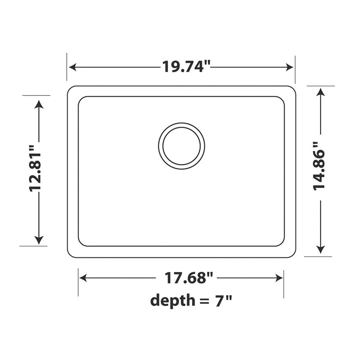 Pelican Int'l Crystallite Series PL-350 19 3/4" x 14 7/8" Alpina Granite Composite Undermount Kitchen Sink