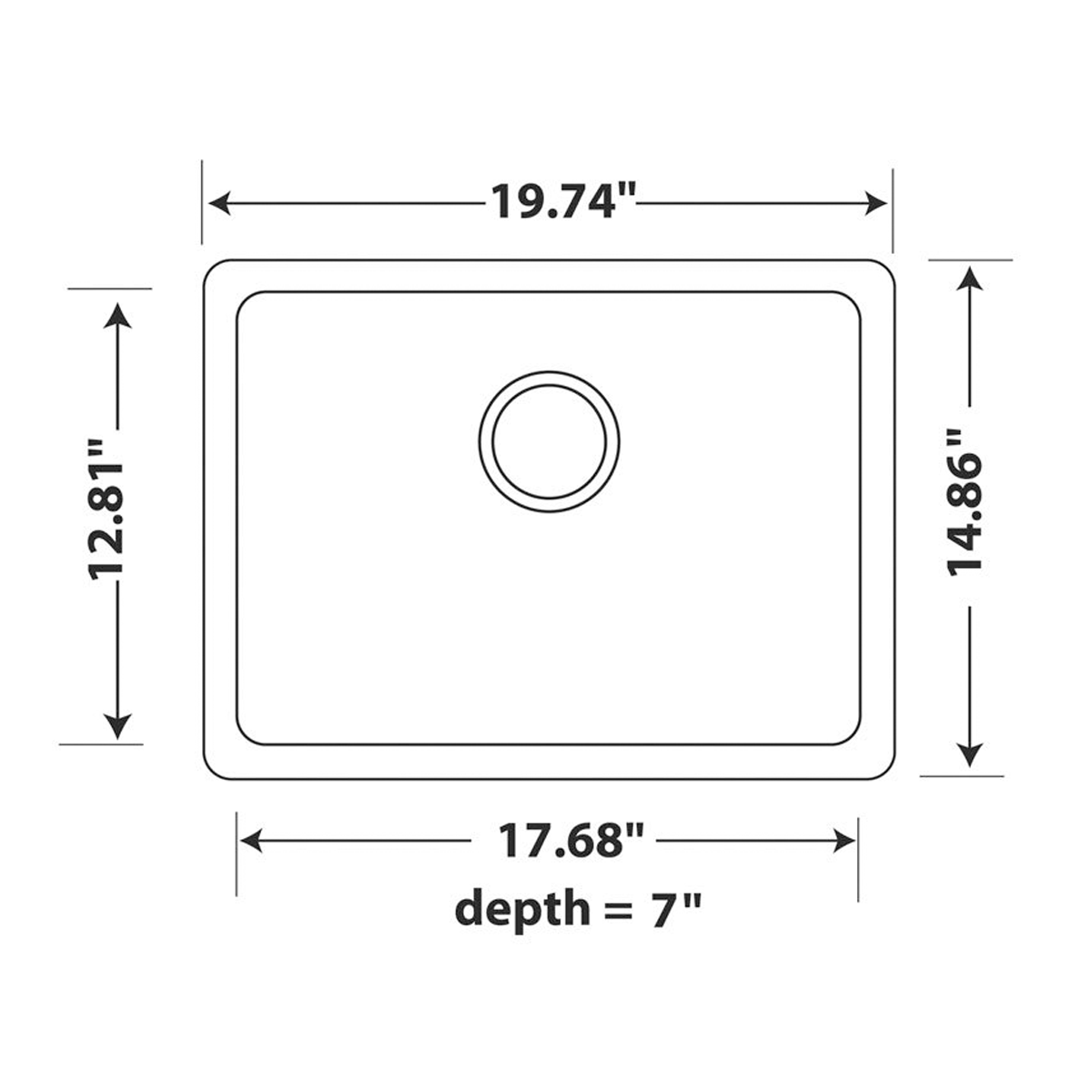 Pelican Int'l Crystallite Series PL-350 19 3/4" x 14 7/8" Gunmetal Granite Composite Undermount Kitchen Sink