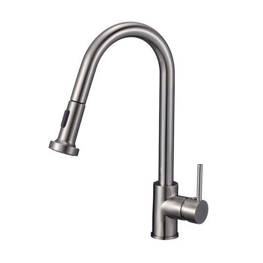 Pelican Int'l Fountain Series 16" Brushed Nickel Single Hole Kitchen Faucet (ADA Compliant)