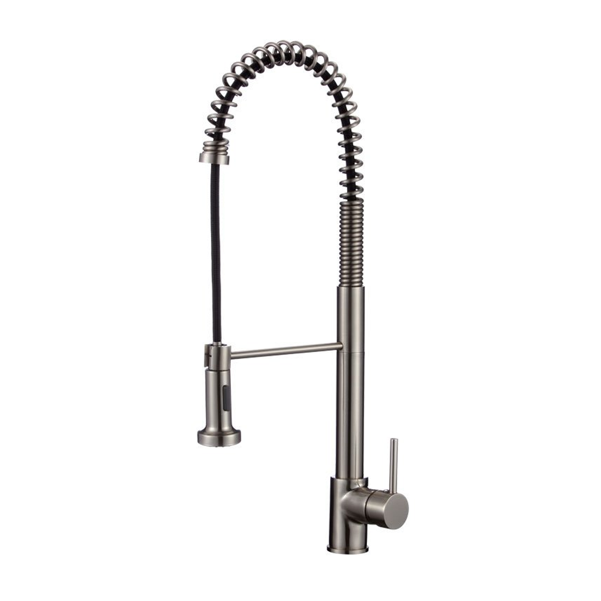 Pelican Int'l Fountain Series PL-8207 Brushed Nickel Single Hole Commercial Style Pull Down Kitchen Faucet