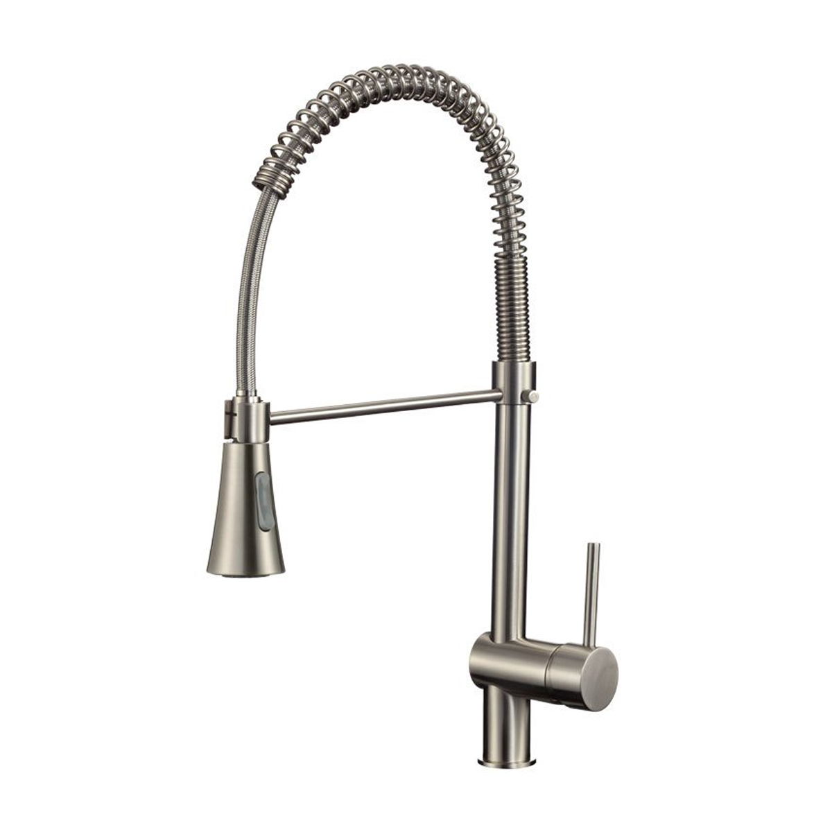 Pelican Int'l Fountain Series PL-8210 Single Hole Commercial Style Pull Down Kitchen Faucet In Brushed Nickel