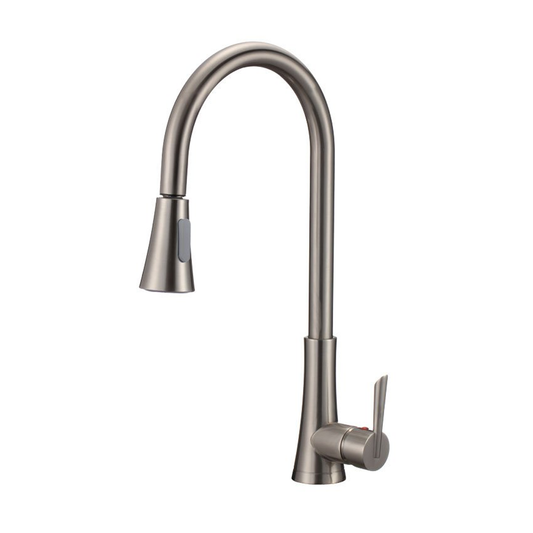 Pelican Int'l Fountain Series PL-8218 Single Hole Pull Down Kitchen Faucet In Brushed Nickel