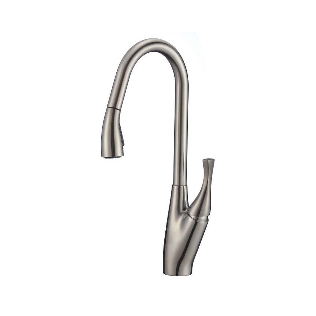 Pelican Int'l Fountain Series PL-8224 Single Hole Pull Down Kitchen Faucet In Brushed Nickel
