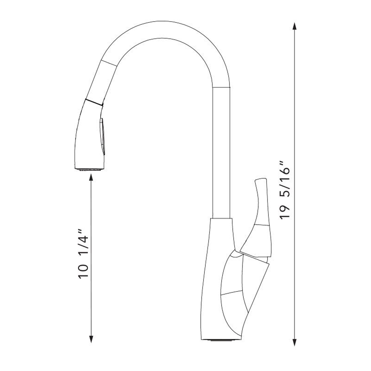 Pelican Int'l Fountain Series PL-8224 Single Hole Pull Down Kitchen Faucet In Oil Rubbed Bronze