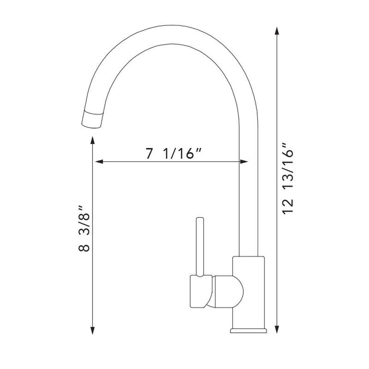 Pelican Int'l Fountain Series PL-8237 Single Hole Kitchen Faucet In Brushed Nickel