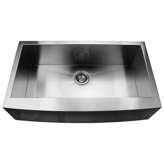 Pelican Int'l Handmade Series PL-HA124 R0 16 Gauge Stainless Steel Farmhouse Kitchen Sink 35 7/8" x 20 3/4" with Zero Radius Corners