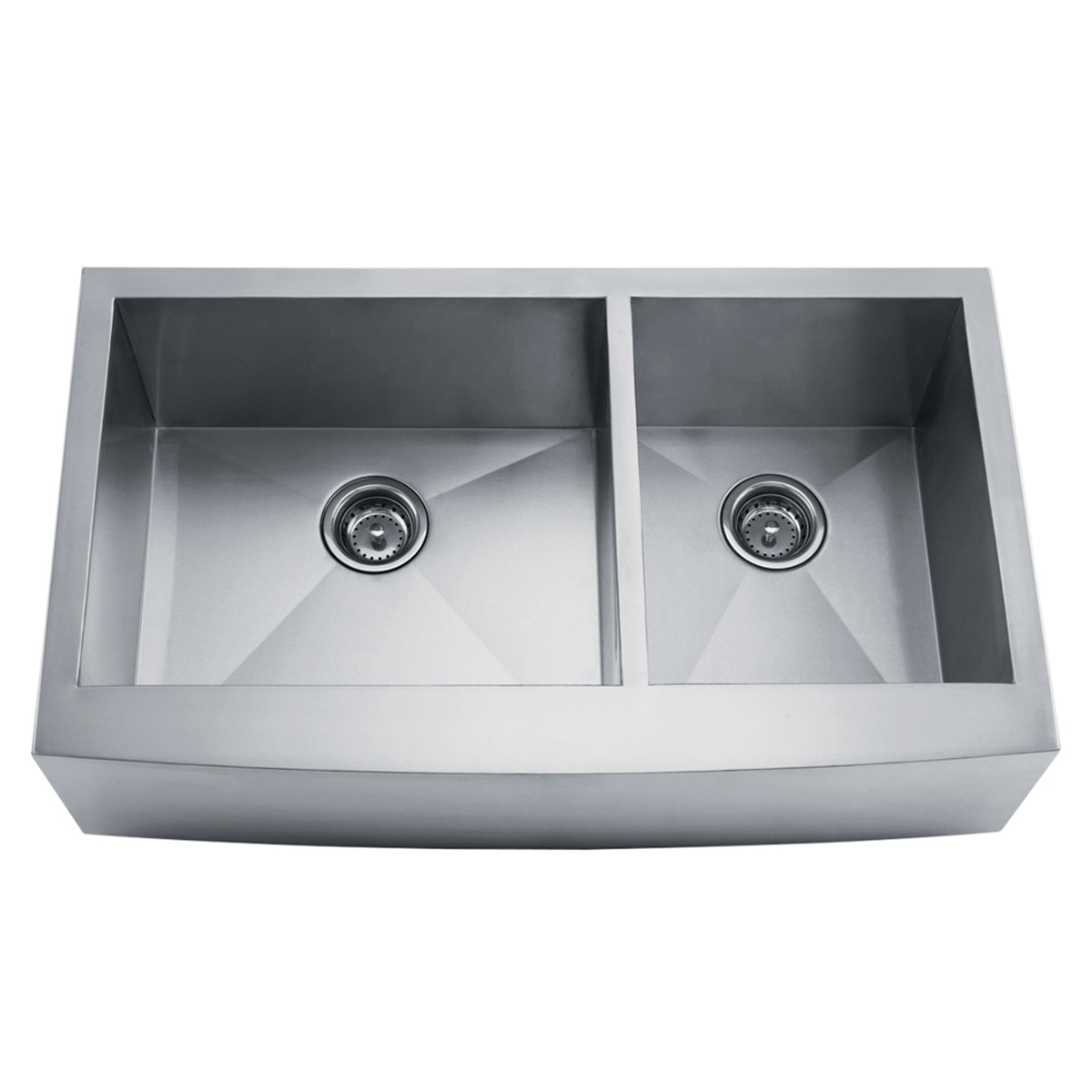 Pelican Int'l Handmade Series PL-HA125 R0 16 Gauge Stainless Steel Farmhouse Kitchen Sink 35 7/8" x 20 3/4" with Zero Radius Corners