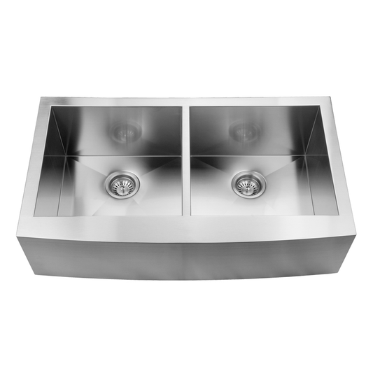 Pelican Int'l Handmade Series PL-HA130 R0 16 Gauge Stainless Steel Farmhouse Kitchen Sink 36" x 21" with Zero Radius Corners