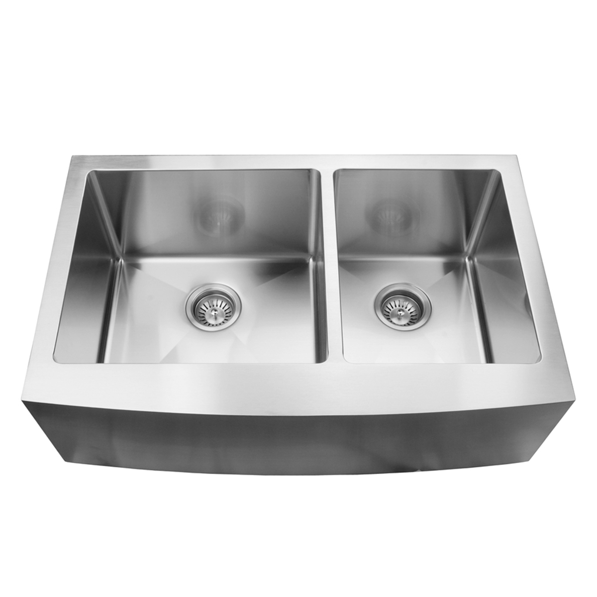 Pelican Int'l Handmade Series PL-HA136 R15 16 Gauge Stainless Steel Farmhouse Kitchen Sink 33" x 21" with Micro Radius Corners