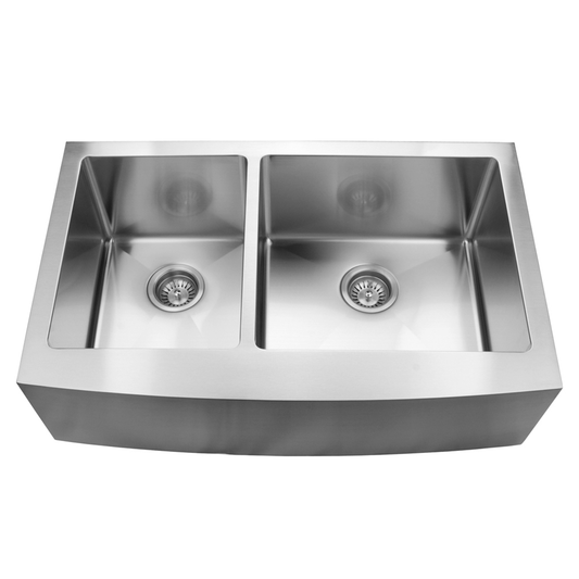 Pelican Int'l Handmade Series PL-HA139 R15 16 Gauge Stainless Steel Farmhouse Kitchen Sink 33" x 21" with Micro Radius Corners