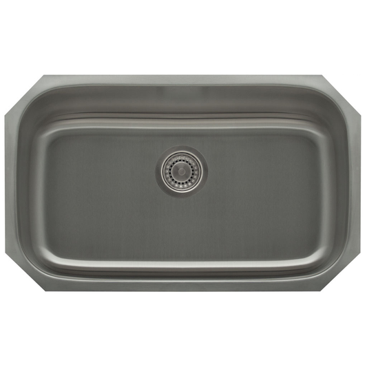 Pelican Int'l Signature Series PL-VS3218 18 Gauge Stainless Steel Si4ngle Bowl Undermount Kitchen Sink 32 1/8" x 18"