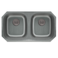 Pelican Int'l Signature Series PL-VS5050 16 Gauge Stainless Steel Double Bowl Undermount Kitchen Sink 32 1/8" x 18"