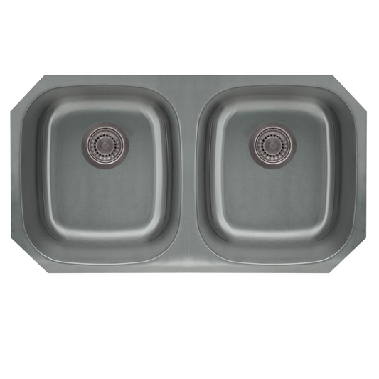 Pelican Int'l Signature Series PL-VS5050 ADA Compliant 18 Gauge Stainless Steel Double Bowl Undermount Kitchen Sink 32 1/8" x 18"
