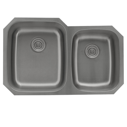 Pelican Int'l Signature Series PL-VS6040 16 Gauge Stainless Steel Double Bowl Undermount Kitchen Sink 32" x 20 1/2"