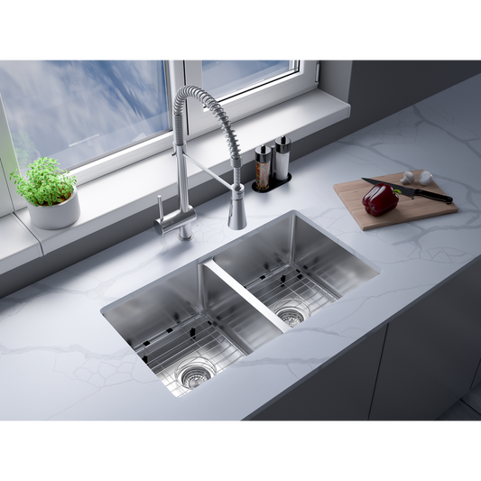 Pelican Int'l Urban Series PL-VR5050 R20 18 Gauge Stainless Steel Undermount Kitchen Sink 31" x 18" with Low Radius Corners