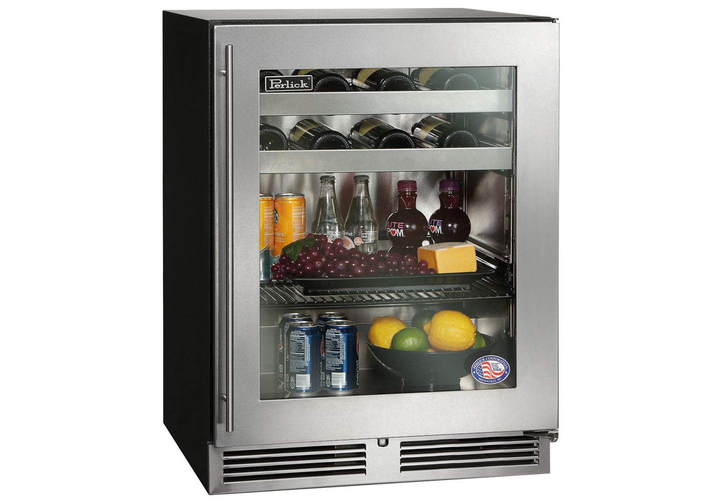 Perlick ADA Height 24" Compliant Indoor Beverage Center 24" ADA Height Compliant Indoor Beverage Center with Stainless Steel Glass Door Hinge Right